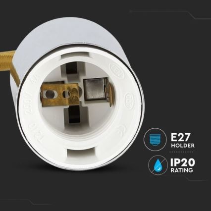 Napájací kábel 1xE27/60W/230V hnedá/lesklý chróm