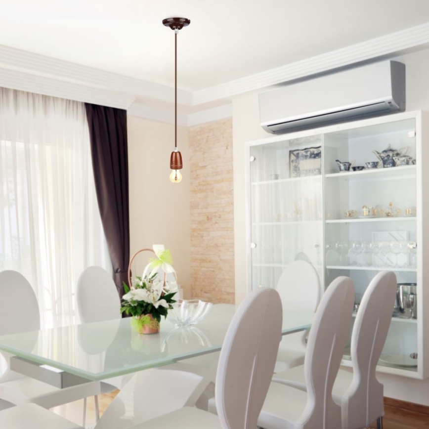 Napájací kábel 1xE27/60W/230V hnedá/porcelán