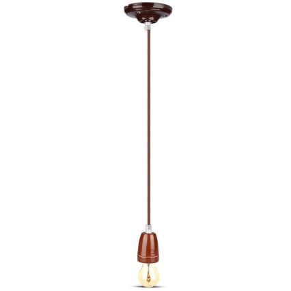 Napájací kábel 1xE27/60W/230V hnedá/porcelán