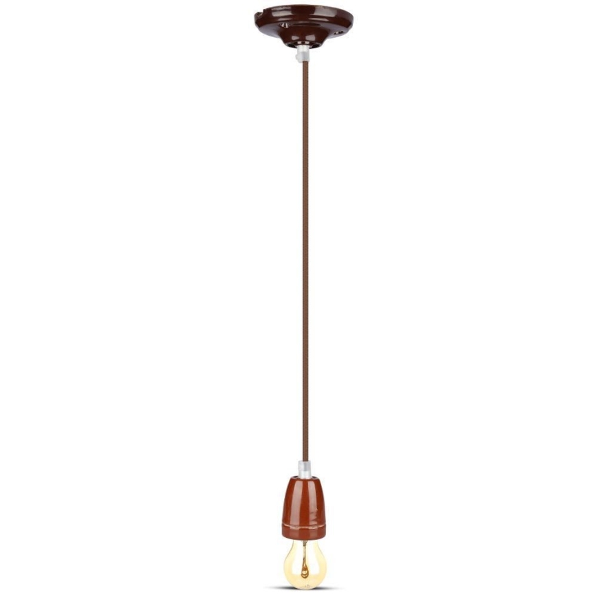 Napájací kábel 1xE27/60W/230V hnedá/porcelán
