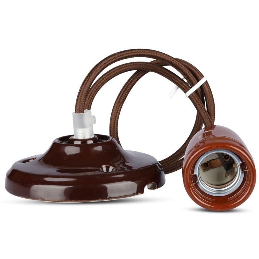 Napájací kábel 1xE27/60W/230V hnedá/porcelán