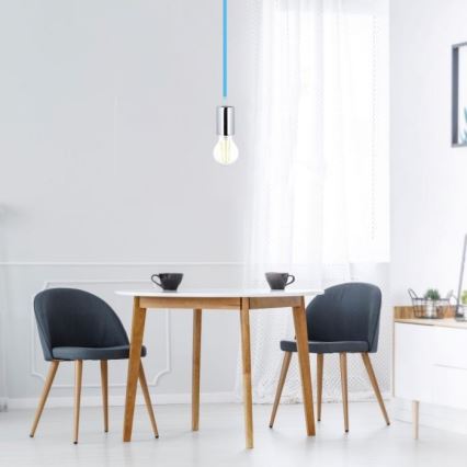 Napájací kábel 1xE27/60W/230V modrá/lesklý chróm