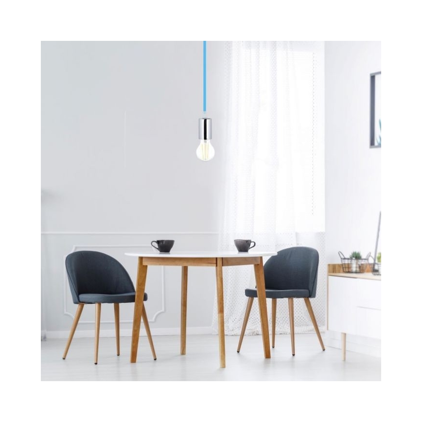 Napájací kábel 1xE27/60W/230V modrá/lesklý chróm
