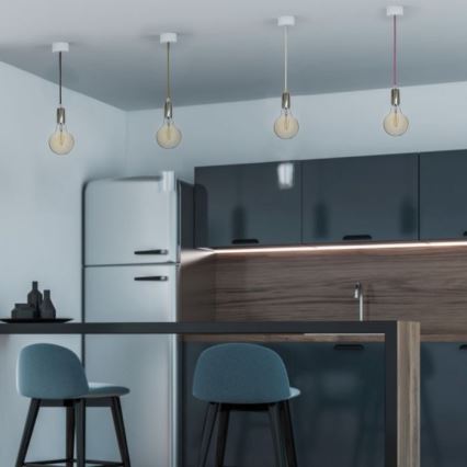 Napájací kábel 1xE27/60W/230V modrá/lesklý chróm