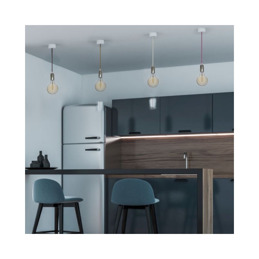 Napájací kábel 1xE27/60W/230V modrá/lesklý chróm