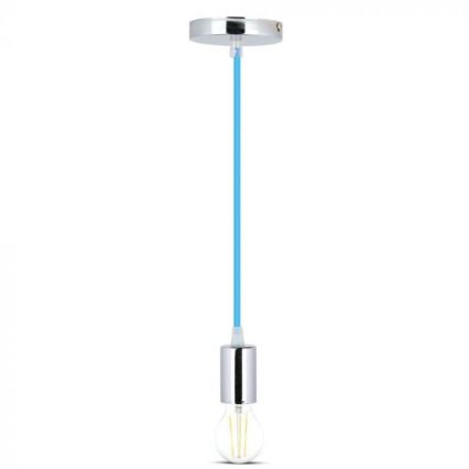 Napájací kábel 1xE27/60W/230V modrá/lesklý chróm