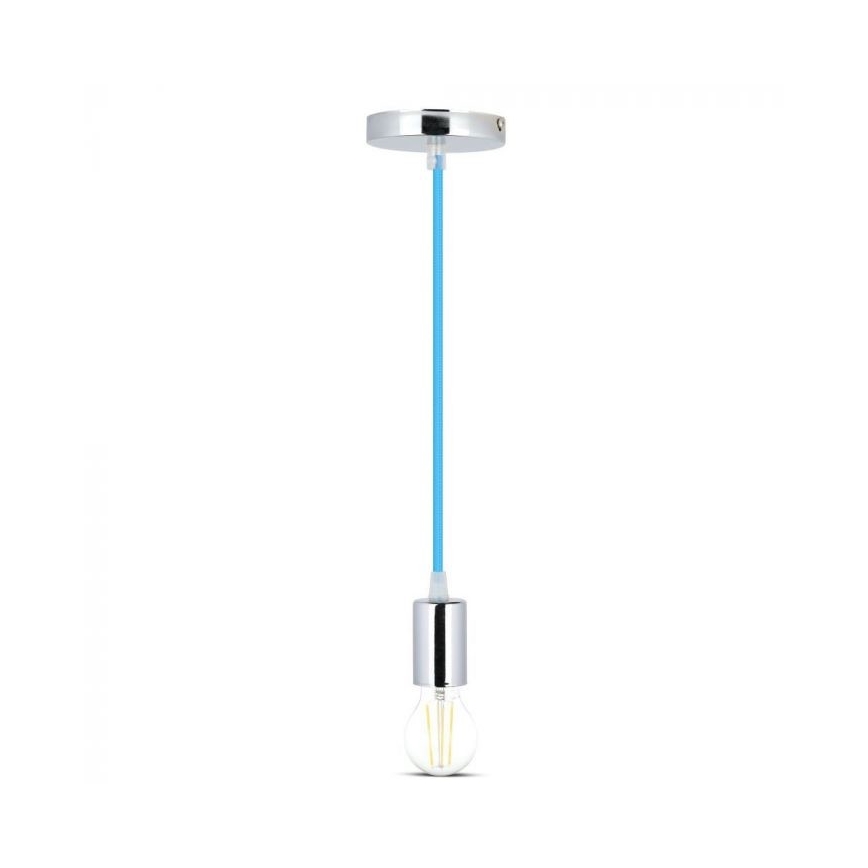 Napájací kábel 1xE27/60W/230V modrá/lesklý chróm