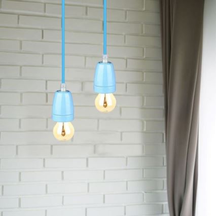 Napájací kábel 1xE27/60W/230V modrá/porcelán