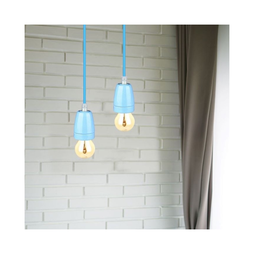 Napájací kábel 1xE27/60W/230V modrá/porcelán