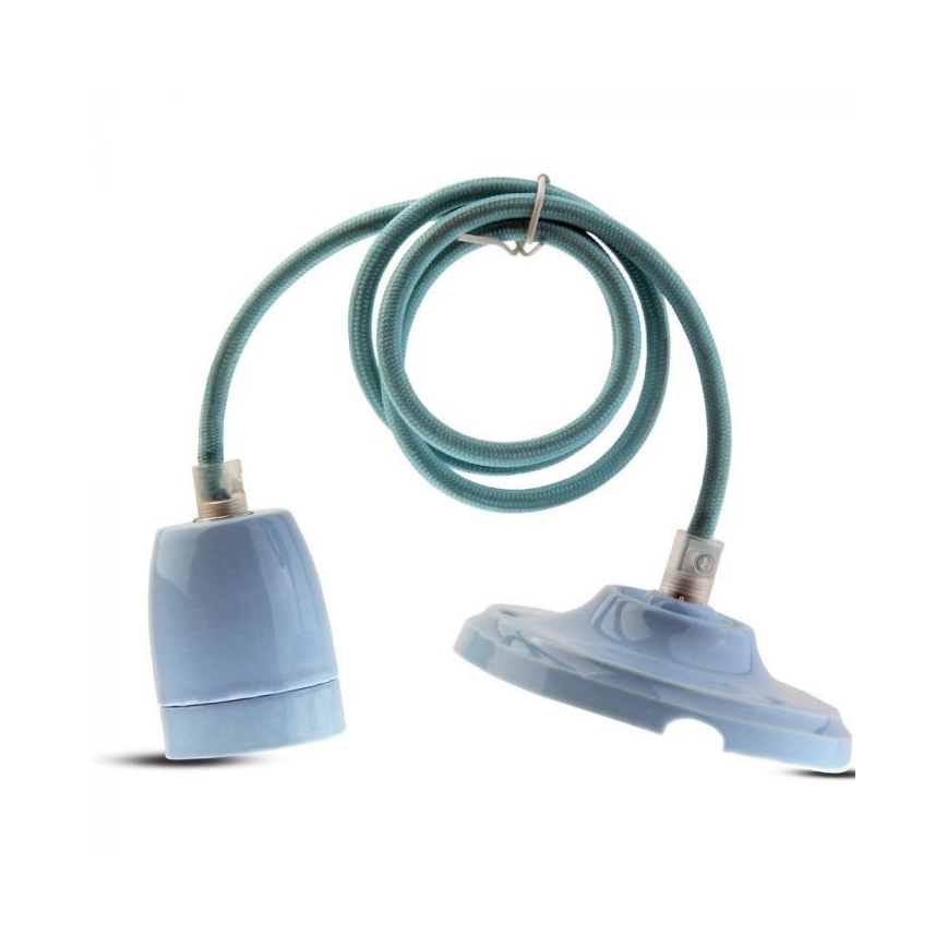 Napájací kábel 1xE27/60W/230V modrá/porcelán