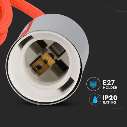 Napájací kábel 1xE27/60W/230V oranžová/lesklý chróm