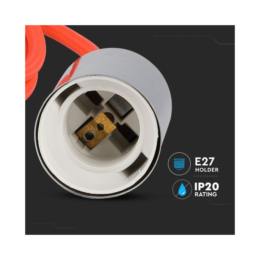 Napájací kábel 1xE27/60W/230V oranžová/lesklý chróm