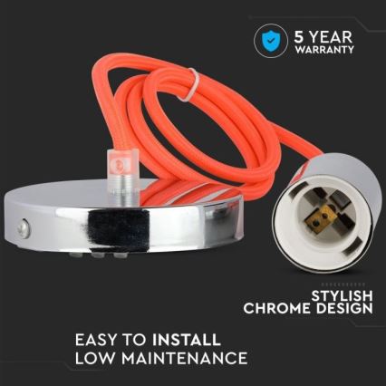 Napájací kábel 1xE27/60W/230V oranžová/lesklý chróm
