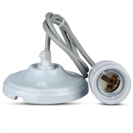 Napájací kábel 1xE27/60W/230V šedá/porcelán