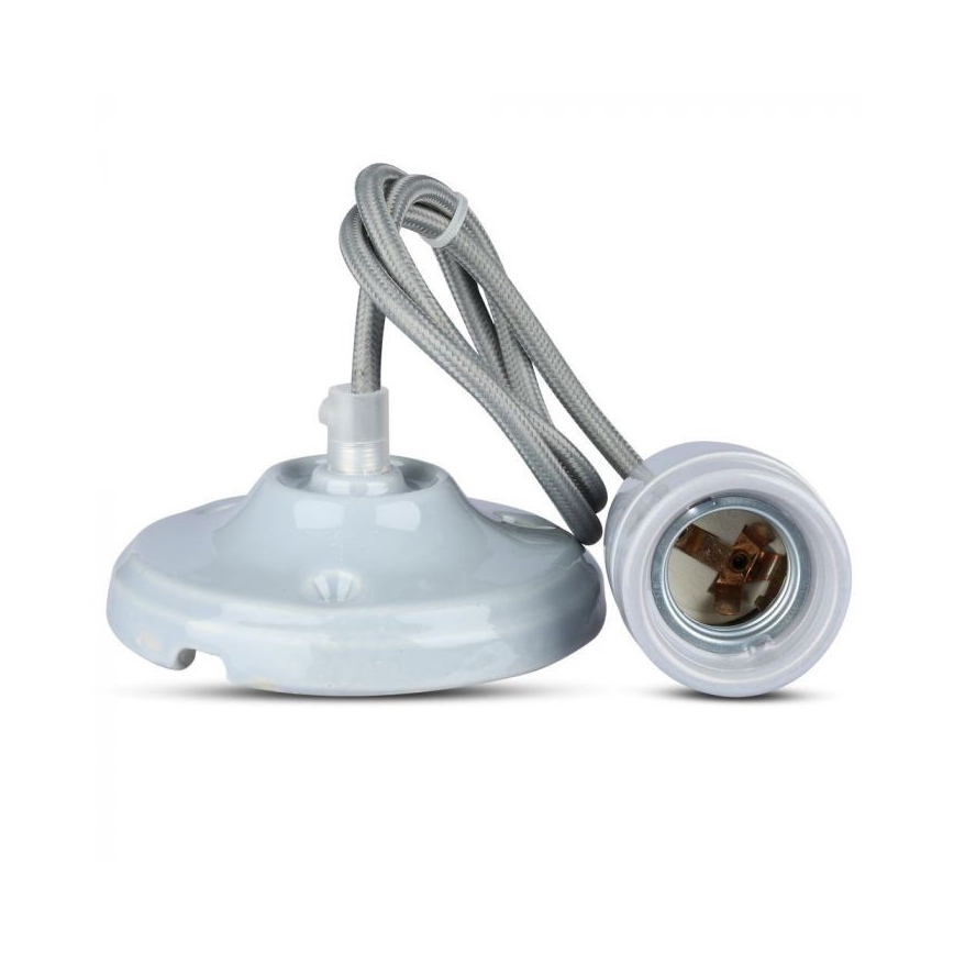 Napájací kábel 1xE27/60W/230V šedá/porcelán
