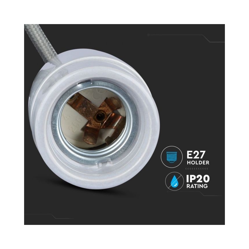 Napájací kábel 1xE27/60W/230V šedá/porcelán