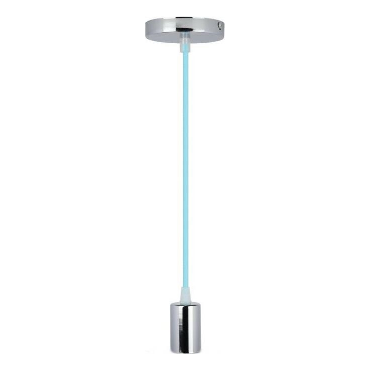 Napájací kábel 1xE27/60W/230V svetlomodrá/lesklý chróm