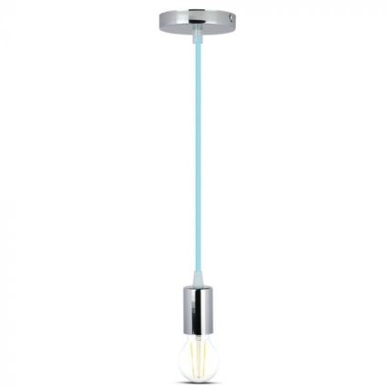 Napájací kábel 1xE27/60W/230V svetlomodrá/lesklý chróm