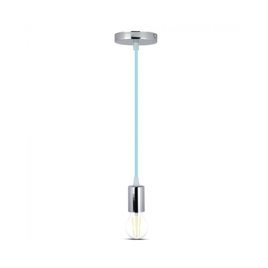 Napájací kábel 1xE27/60W/230V svetlomodrá/lesklý chróm