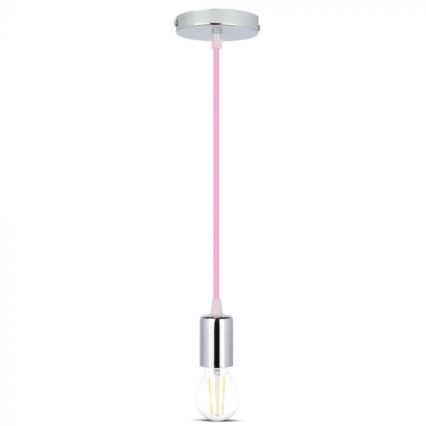 Napájací kábel 1xE27/60W/230V svetloružová/lesklý chróm