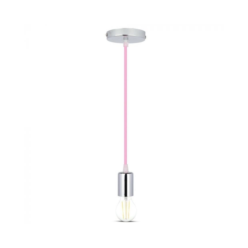 Napájací kábel 1xE27/60W/230V svetloružová/lesklý chróm