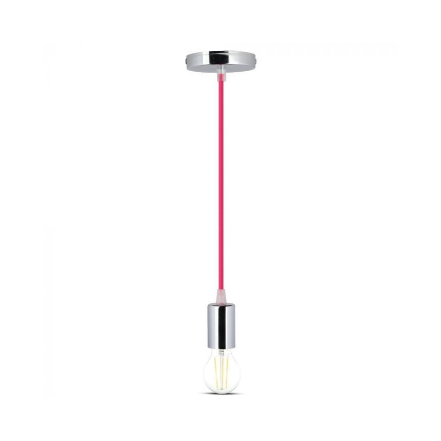 Napájací kábel 1xE27/60W/230V tmavoružová/lesklý chróm