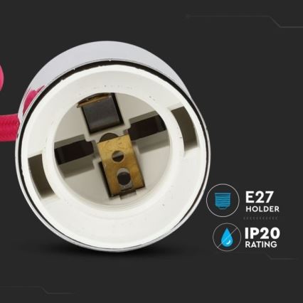 Napájací kábel 1xE27/60W/230V tmavoružová/lesklý chróm