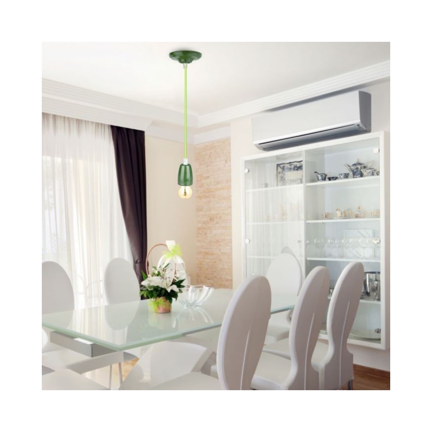 Napájací kábel 1xE27/60W/230V zelená/porcelán