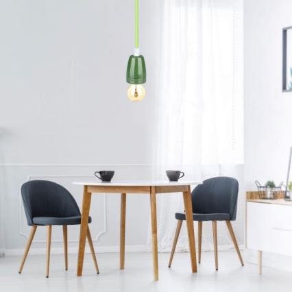 Napájací kábel 1xE27/60W/230V zelená/porcelán
