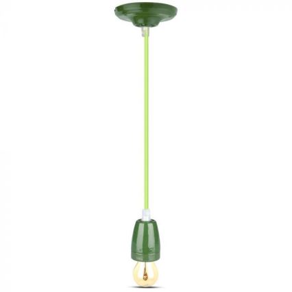 Napájací kábel 1xE27/60W/230V zelená/porcelán