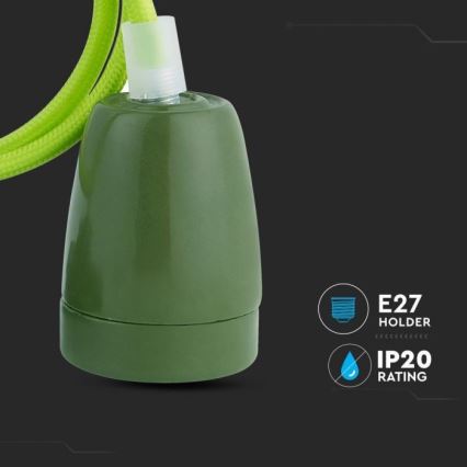 Napájací kábel 1xE27/60W/230V zelená/porcelán