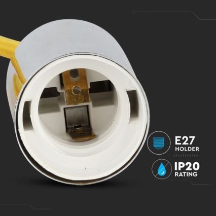 Napájací kábel 1xE27/60W/230V žltá/lesklý chróm