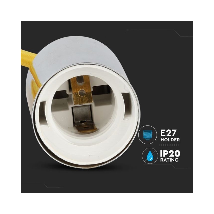 Napájací kábel 1xE27/60W/230V žltá/lesklý chróm