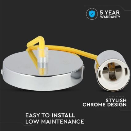 Napájací kábel 1xE27/60W/230V žltá/lesklý chróm