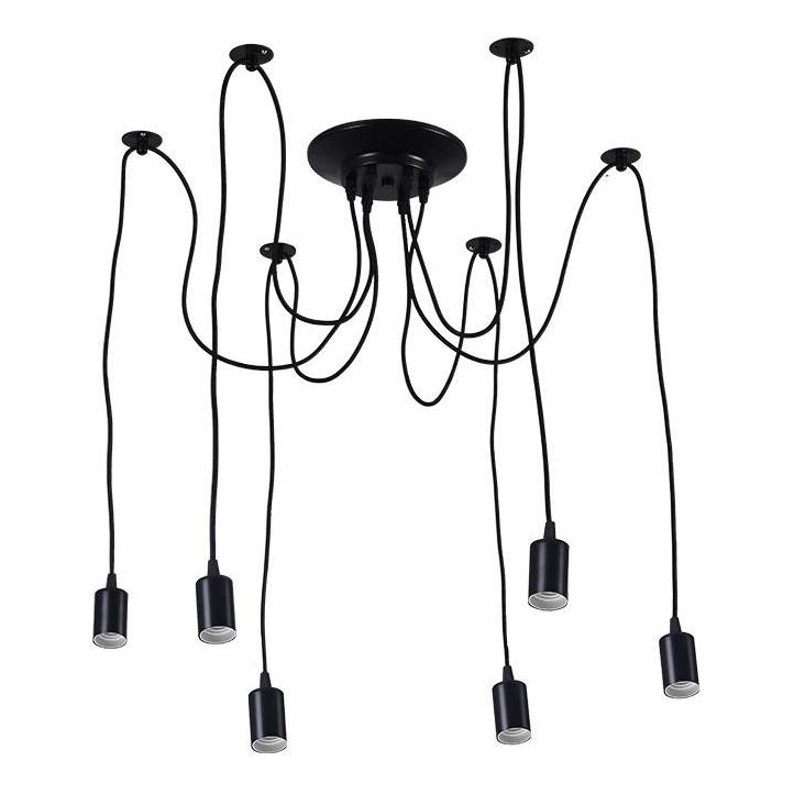 Napájací kábel 6xE27/60W/230V pavúk čierna