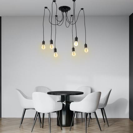 Napájací kábel 6xE27/60W/230V pavúk čierna