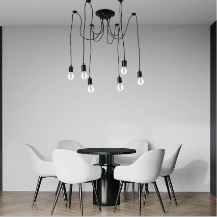 Napájací kábel 6xE27/60W/230V pavúk čierna