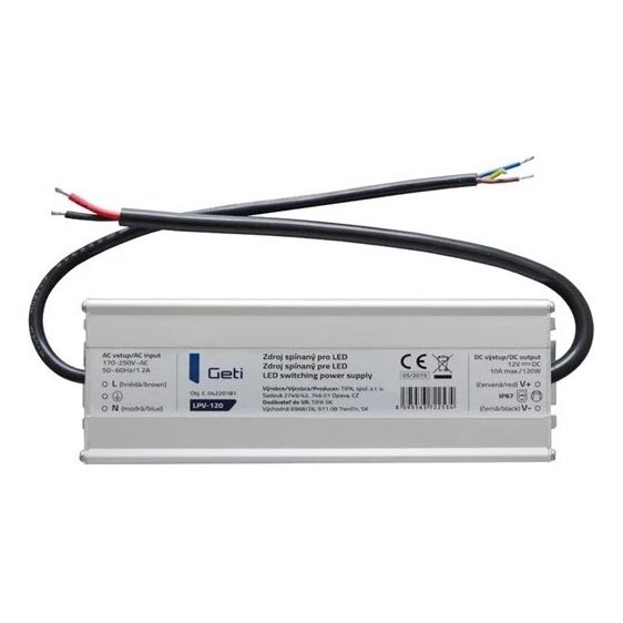 Napájací zdroj spínaný pre LED pásiky 120W/12V IP67