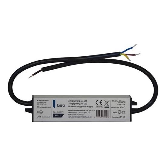 Napájací zdroj spínaný pre LED pásiky 12W/12V IP67