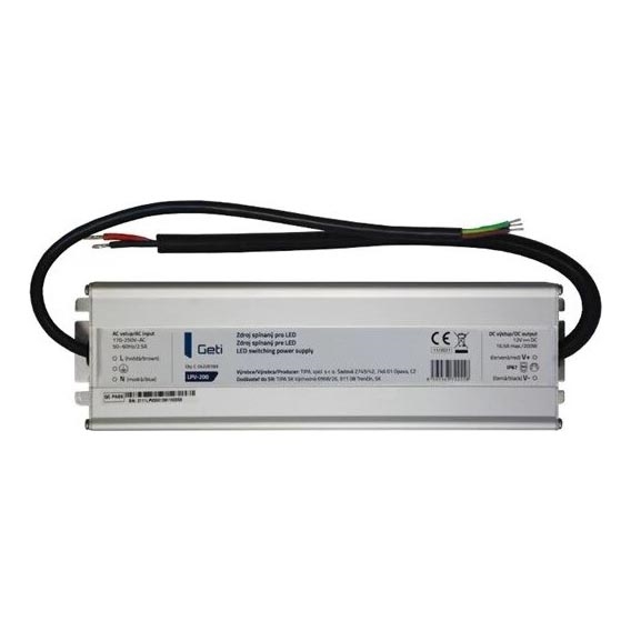 Napájací zdroj spínaný pre LED pásiky 200W/12V IP67