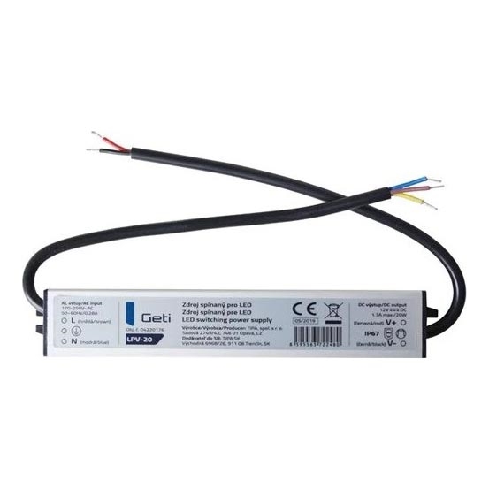 Napájací zdroj spínaný pre LED pásiky 20W/12V IP67