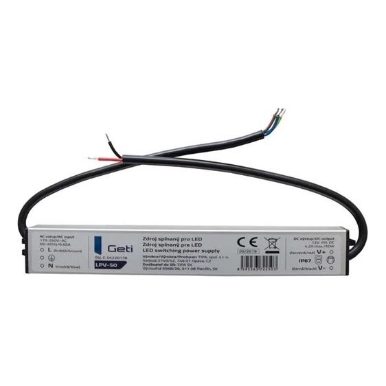 Napájací zdroj spínaný pre LED pásiky 50W/12V IP67