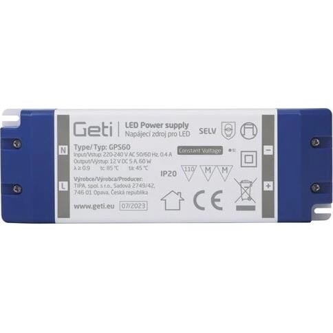 Napájací zdroj spínaný pre LED pásiky 60W/12V IP20