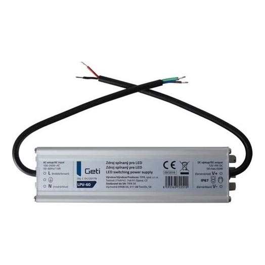 Napájací zdroj spínaný pre LED pásiky 60W/12V IP67