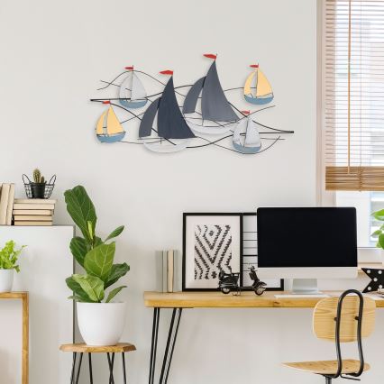 Nástenná dekorácia 120x60 cm plachetnica kov
