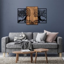 Nástenná dekorácia 125x79 cm stromy života drevo/kov