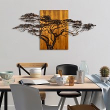 Nástenná dekorácia 144x70 cm strom drevo/kov