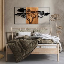 Nástenná dekorácia 147x70 cm strom drevo/kov