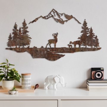 Nástenná dekorácia 2ks 70x38 cm jeleň kov/hnedá