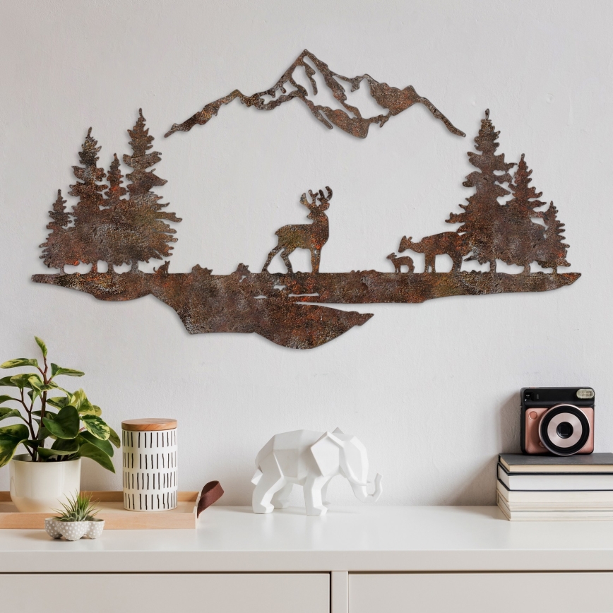 Nástenná dekorácia 2ks 70x38 cm jeleň kov/hnedá